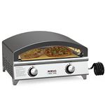 Mimiuo Outdoor Gas Pizza Oven Portable Stainless Steel Pizza Maker with Large Baking Stone - Make 2 Pizzas At Once - Multifunctional Grilling Stove to Cook Steak Meat Seafood, 25.2 x 20.7 x 12 Inch