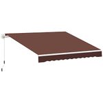 Outsunny 12' x 8' Retractable Awning Patio Awnings Sun Shade Shelter with Manual Crank Handle, UV & Water-Resistant Fabric and Aluminum Frame for Deck Balcony Yard, Coffee Brown