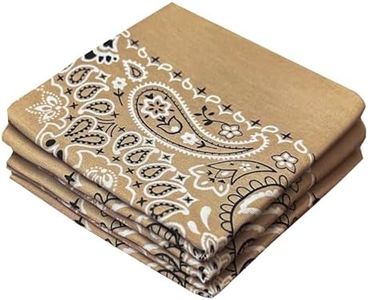 Tan Bandanas - 3 Pack Gift Set, 100% Cotton, 22x22 Inches, Paisley - Beige Handkerchief Khaki Headband Scarf