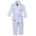 Jayefo Brazilian Jiu Jitsu Gi - Karate Gi Kids for Girls & Boys, Lightweight & Soft Preshrunk Taekwondo Uniform Bjj Gi, Approved IBJJF, Grappling & MMA Karate Suit for Children | (K2, White Gold)