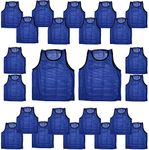 BlueDot Trading Adult Sports Pinnie Quality Scrimmage Training Vest in Nylon Mesh for all kinds of sports Soccer, Football, Basketball, Lacrosse, Blue, 24 Pack