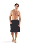 Boca Terry Men's Spa Wrap - 100% Cotton Spa, Gym, Bath Towel - 4X (4X-Large) - Black