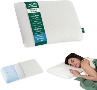 The White Willow Thin Pillow for Sleeping-Slim Memory Foam Cool Gel-Slim Pillow for Neck & Shoulder Pain Relief-Flat Orthopedic Cervical Pillow for Neck Support-Standard Size-2.5" H-Cream