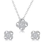 AVYRING Jewellery Sets for Women, Platinum Plated Four Leaf Clover Cubic Zirconia Women's Jewellery Sets with Dainty Earrings Necklace Jewellery Gift with Box for Brides Bridesmaids Wedding