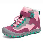 Mishansha Kids Water Resistant Hiking Boots, Boys Girls Anti Collision Anti-Skid Athletic Outdoor Adventure Trekking Shoes, Purple/Green, 1 Little Kid