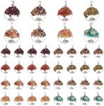 PH PandaHall 32pcs Tree of Life Pendant, Tree of Life Charm Gemstone Chakra Stone Pendants Mixed Natural Gemstone Pendants Luck Charm Crystals Charm for Necklace Earring Jewelry Making