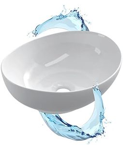 Starbath Plus - Lavabo Blanco de Cerámica - Con Forma Ovalada - Medidas 41 x 33 x 15 cm - Ideal para Poner sobre Encimera de Muebles de Baños y Aseos
