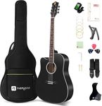 Vangoa Left Handed Guitar, Full Size Cutaway Left Handed Acoustic Guitar Kit for Adult Beginner 41 Inch Lefty Acustica Guitarra Set, Black
