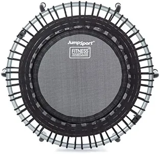 JumpSport 350f Lightweight Round Fitness Indoor Trampoline Rebounder Workout Home Gym Equipment with EnduroLast Elastic Cords for All Ages, Black