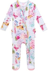Posh Peanut Footie Pajamas for Baby Girls – Sleepers in Ultra-Soft Viscose from Bamboo with 2-Way Zipper & Ruffle Trim – Newborn to Toddler Sleepwear