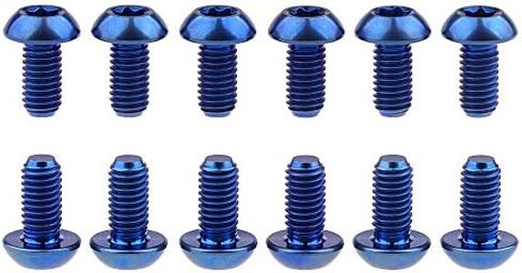 Wanyifa 12Pcs Ti Titanium Bolts Torx M5x10 Bicycle Bike Disc Brake Cycle Rotor Screws Gr5 (Blue)