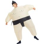 Rafalacy Inflatable Sumo Wrestler Suit Costume for Adult Blow up Halloween Costume Party Fat Suit Fancy Families Member Game Costume (Black Sumo)