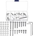 50PCS Headshell Screws, Universal Turntable Cartridge Headshell Mounting Kit, 304 Stainless Steel Button Head Hex Socket Cap Screws Bolts, Washers, Nuts Assortment Kit with Wrenches