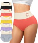 MIOTAN Women's Cotton Underwear High Waisted Tummy Control Knickers Postpartum Briefs Ladies Panties Pack (Multipack, M) Multicolor