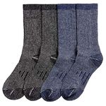 Outdoor Trail Socks, Merino Wool Blend, 4 pairs, Blue,Black, Large (Shoe Size 10 - 13)