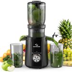 Nuovoware Cold Press Juicer, Masticating Juicer with 4.25'' Large Feed Chute, 250W Juicer Machines Fit Whole Fruit Vegetable, BPA Free, High Juice Yield 2 Filters, Easy to Clean with Brush, Black