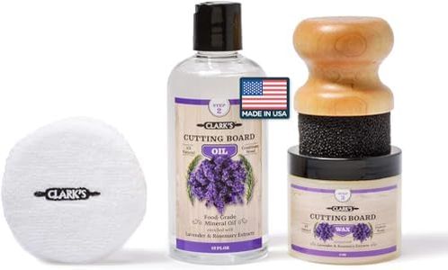 CLARK'S Cutting Board Finishing Kit for Countertop Board - Lavender Rosemary Scent - Includes Cutting Board Oil - Beeswax - Mineral Oil - Wax - Applicator - Buffing Pad - Cutting Board Sealer