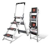 Little Giant 4 Tread Safety Step Ladder | Folding Step Stools | with Tool Tray Fitted into Handrail