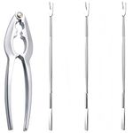 4 PCS Lobster Crackers and Picks Tools Set for Shellfish Crab Claw,Stainless Steel Crab Leg Cracker,Seafood and Nut Crackers Tools,including 1 Cracker and 3 Forks