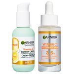 Garnier Anti-Blemish Facial Serum with Vitamin C and Salicylic Acid with Brightening and Smoothing Effect 30ml + Anti-Blemish Brightening Cream Face Serum SPF 25, 50ml - 2 Products