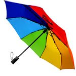 COLLAR AND CUFFS LONDON - Windproof StormDefender Rainbow Compact Umbrella - Small Yet Strong - Fiberglass Frame Folding Umbrella - Auto Open and Close - Multicoloured Canopy - Men Women