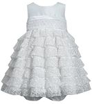 Bonnie Jean Baby Girls 3M-24M Ivory Crochet Lace Tier Dress (3-6 Months, Ivory)