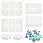 Woohome Beads Resin Moulds Set, 2 PCS Round Beads Resin Casting Mould and 2 PCS Diamond Beads Epoxy Resin Moulds with String for Bracelet, Gemstone Cabochon Jewelry Casting
