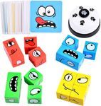 WireScorts® Face Changing Game for Kids, Smiley Face Emoji Cube for Kids, Learning & Educational Blocks Expressions Puzzles Emotion Change Toy 16 Face Cube and 72 Cards with Bell (Multi Color)