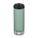 Klean Kanteen TKWide Insulated Bottle, 16 oz Thermos with Coffee Stopper, Beryl Green