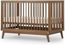 dadada Baby Soho 3-in-1 Convertible Crib to Toddler Bed – Wooden Crib Made in Italy, GREENGUARD Gold Certified Small Baby Crib – Baby-Safe Finish, Modern Design (Walnut)