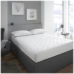 Quilted Mattress Protector Double Bed, Warm Quilted Fitted Mattress Cover Bed Pad, White