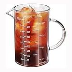 NCnnwovf 500ML Glass Measuring Cup with Handle, High Borosilicate Glass Three Scales (OZ, Cup, ML/CC) Easy to Read