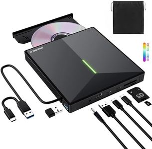 ORIGBELIE External CD DVD Drive with 4 USB Ports and 2 TF/SD Card Slots, USB 3.0 Portable CD/DVD Disk Drive Player Burner Reader Writer for Laptop MacBook Desktop PC Windows 11/10/8/7 Linux Mac OS