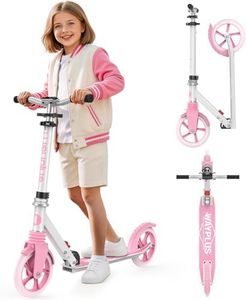 WAYPLUS Kick Scooter for Ages 6+,Kid, Teens & Adults. Max Load 240 LBS. Foldable, Lightweight, 8IN Big Wheels for Kids, Teen and Adults, 4 Adjustable Levels. Bearing ABEC9