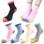 REKYO 5 Pairs Womens Five Finger Toe Socks for Women Girls Cotton, Ladies Casual Low Cut Ankle Socks Soft & Breathable, Color, 4/8/2020