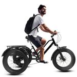 Adult Fat Tire Tricycles with Basket, 20" 3 Wheels Cruise Bicycles, 7 Speed, Carbon Steel Frame, Exercise Men's Women's Tricycles