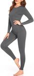 Ekouaer Women's Thermal Underwear Set Warm Functional Underwear Inner Fleece Thermal Underwear Winter Basic S-XXL, gray, XL