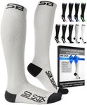 SB SOX Compression Socks for Men & Women (20-30mmHg) – Best Compression Socks for Travel, Medical, Sports, and Daily Wear - XXL Sizes too! (Gray/Black, XX-Large)