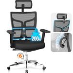 MELOKEA 200kg 440LBS Big and Tall Ergonomic Office Chair for Heavy People, Wide Mesh Heavy Duty Chair XL with Auto-chasing Lumbar, 3D Widened Arm, 90° 110° 122° Lock, EN12520 ReliefBack Max(Black)