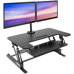 Mount-It! Standing Desk Converter with Dual Monitor Mount | 36" Wide Sit Stand Desk with Keyboard Tray | Height Adjustable Desk Riser | Standup Desk Workstation | Bureau Assis Debout | Black (MI-7934)