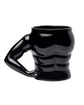 Ulta Pulta Gifts Ceramic Handcrafted Microwave Safe Muscle Body Shape Tea Coffee and Milk Mug with Unique Handle | Best Gift to Gym Lover Friends, Birthday,300 ML (Set of 1, Black)