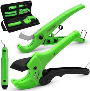 SWANLAKE PVC Pipe Cutter,1-5/8"&1-3/8" Ratchet PVC Pipe Cutter for PEX,PVC,PPR and Plastic Hoses, SK5 Steel Blades Ratcheting Pipe Cutter Tool for Home Repairs and Plumbers