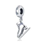 Minimalist Ice Skate 925 Sterling Silver Ice Skate Gift Charm For Birthday Chritmas Fit For Bracelet, Sterling Silver, No Gemstone