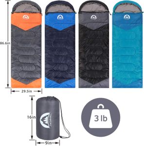 3-Season Sleeping Bag – Grey/Orange, Lightweight Camping Gear
