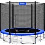 Monzana® 14ft Complete Trampoline Set | 427cm With Safety Net Access Ladder Edge Cover Spring Tool | Home Childrens Garden Outdoor | Blue Black