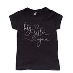 NanyCrafts Big Sister Again Girl's T-Shirt, Big Sister Girl Shirt Black 4Y