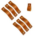 Jililil Leather Drawer Pulls, 6 Pack Brown Cabinet Handles for Cupboards Wardrobe Dresser, Anti-Collision Anti-Static, Includes Brass Nuts Screws(3-3/4 Inch Hole Centers)