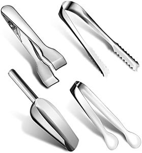 4 Pieces Ice Tongs and Scoops Stainless Steel Ice Cube Tong with Teeth Ice Shovel Scoop Ice Cube Buffet Clip Candy Scoop Food Kitchen Serving Tong Set for Cocktail Whiskey Tea Party