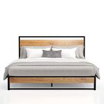 Nazhura Metal Full Size Platform Bed Frame with Wood Headboard/Footboard (Full)