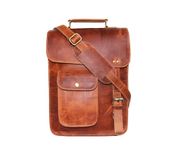 Jaald Stylish Men's Genuine Distressed Leather Brown Shoulder Messenger Passport Bag Murse Sling Bag Leather Bag Cross Body Bag Man Purse Notebook Bag Large